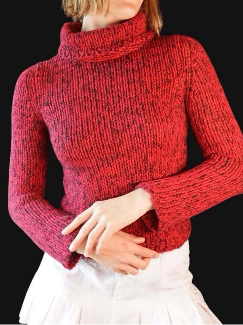 Y2K Express Red Marled Turtleneck Sweater